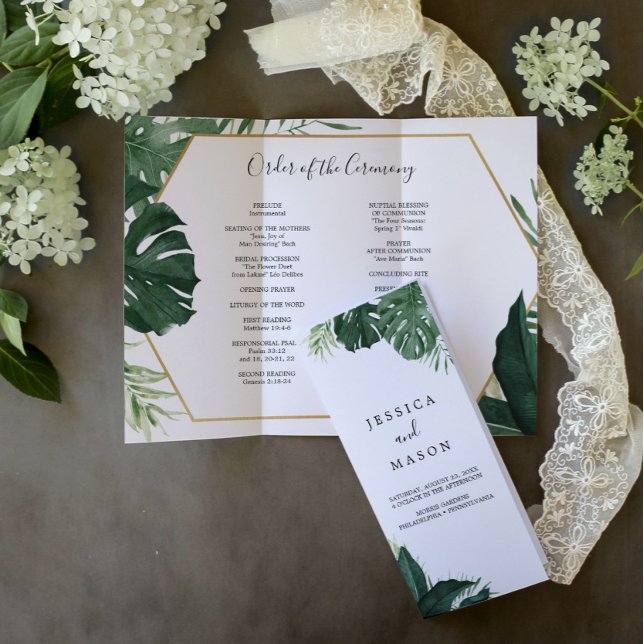 Programa Tropical Monstera Tri-Fold Wedding (Subido por el creador)