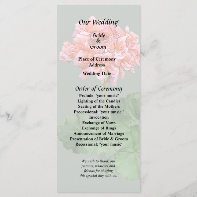 Programa Un geranio rosado (Anverso)