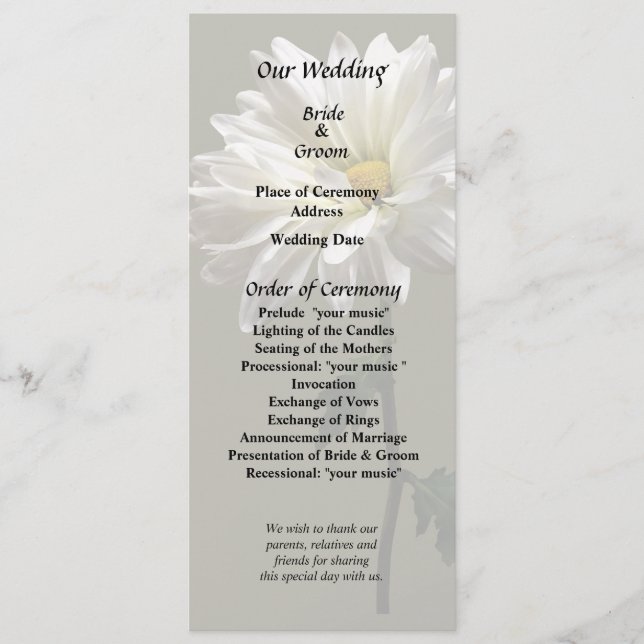 Programa Una margarita blanca (Anverso)