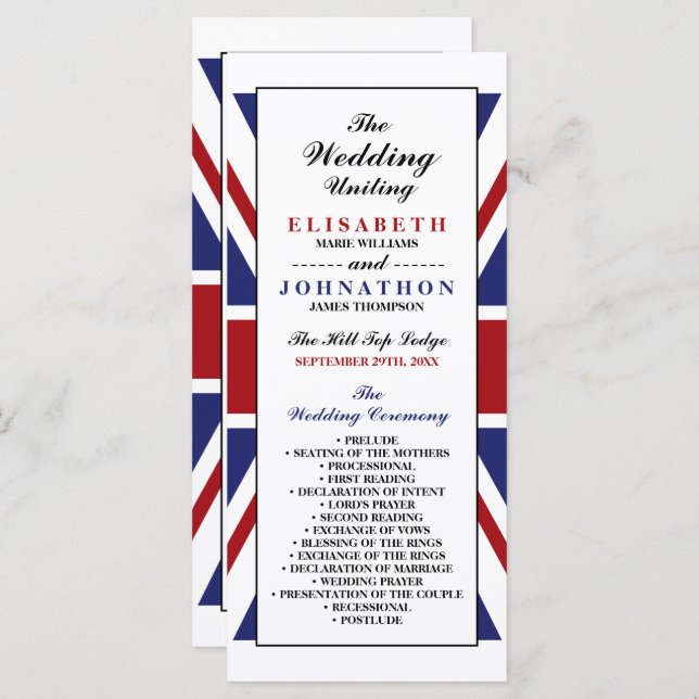 Programa Union Jack Flag Boda británico (Anverso / Reverso)