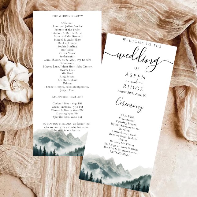 Programa Verdant Peaks Mountain Wedding Program (Subido por el creador)