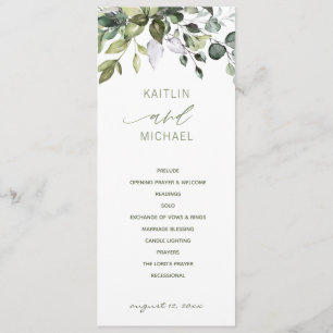 Programa Verde acuático botánico boda Elegante