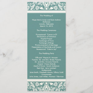 Programa verde azulado Aqua Blue Damask Swirls Wed