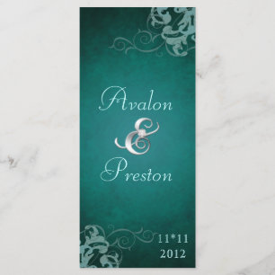 Programa verde azulado de la boda de la voluta