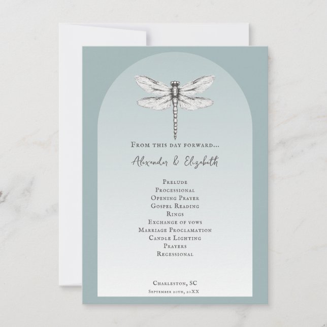 Programa verde azulado de matrimonio de la libélul (Anverso)