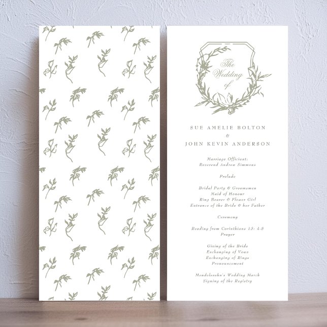 Programa verde jaula monogramada clásica el escudo boda (Subido por el creador)