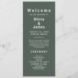 Programa Verde oscuro | Boda moderno de Moss Minimalista Sc