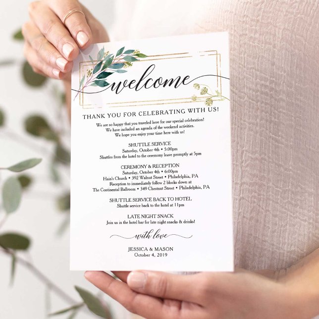 Programa Verdor Boda Itinerario - Boda Hotel Bag (Subido por el creador)