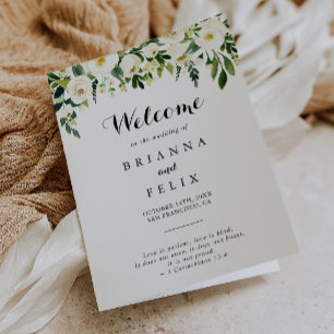 Programa Verdor Boda plegado floral de otoño blanco
