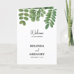 Programa Verdor Orden de servicio de Boda verde esmeralda
