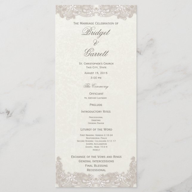 Programa Victoriano de Bodas Florales (Anverso)