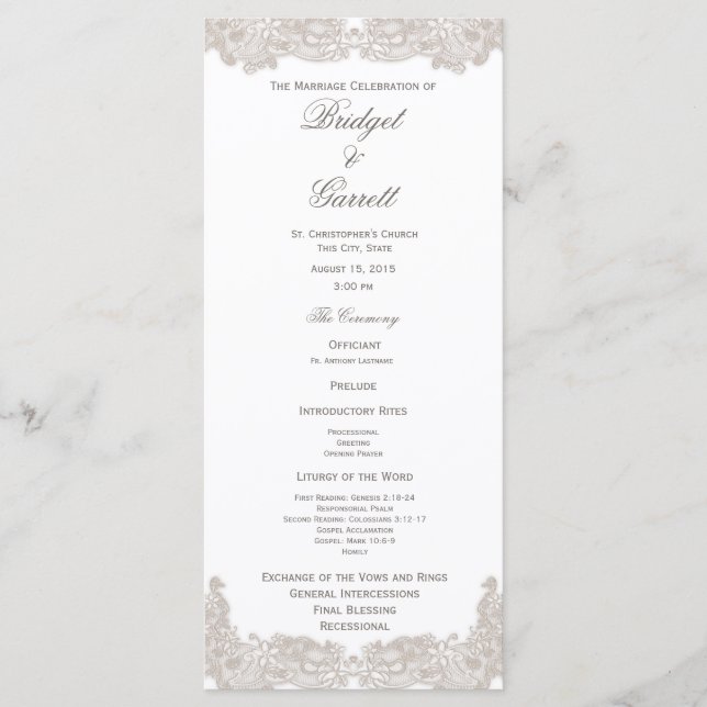 Programa Victoriano de Bodas Florales (Anverso)