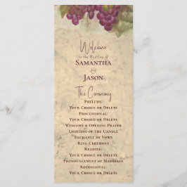 Programa Vineyard Wedding Elegant Rustic Watercolor Program