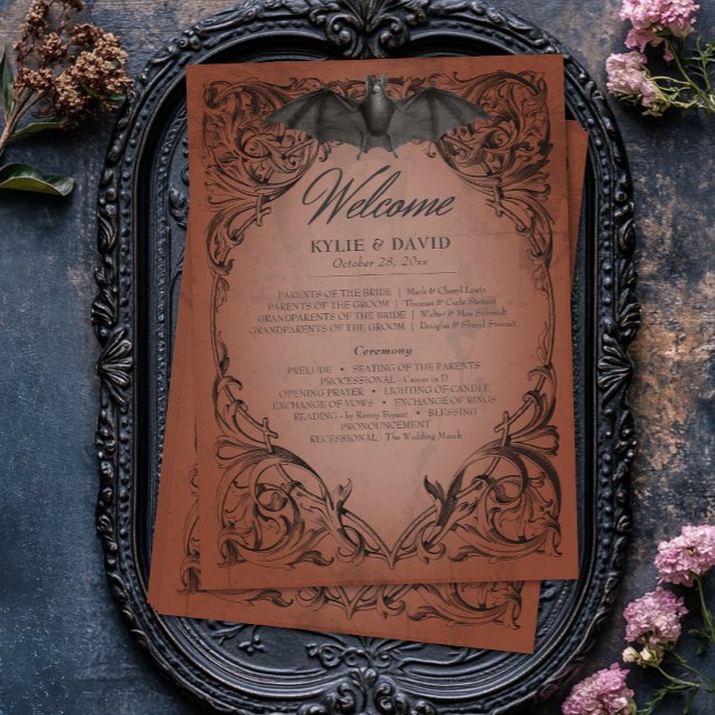 Programa Vintage Bat till Death Rust Boda (Vintage Bat Until Death Rust Wedding Program)