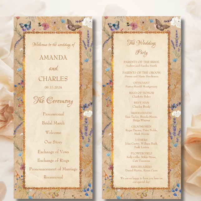 Programa Vintage Boho Butterfly Garden Wedding (Subido por el creador)