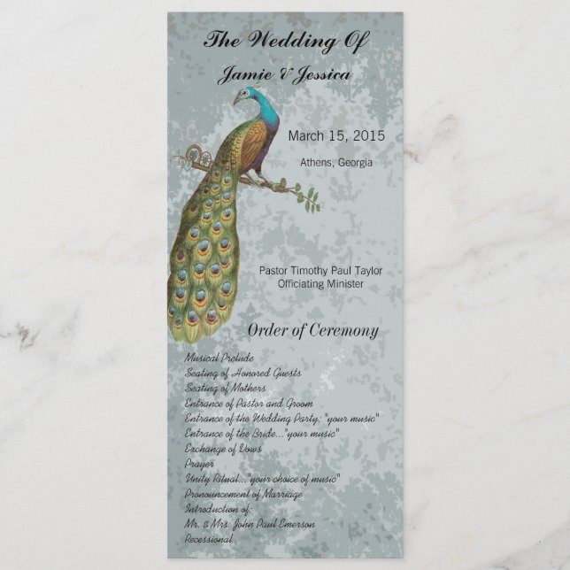 Programa Vintage de Boda de Aves (Anverso)