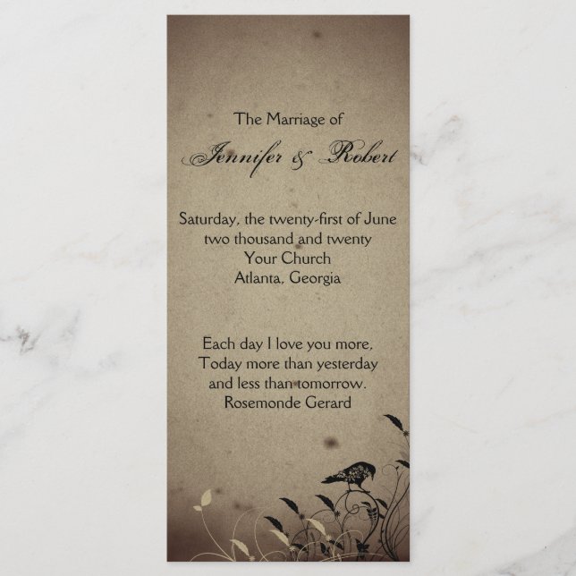 Programa Vintage de Boda en Casa Gótica (Anverso)