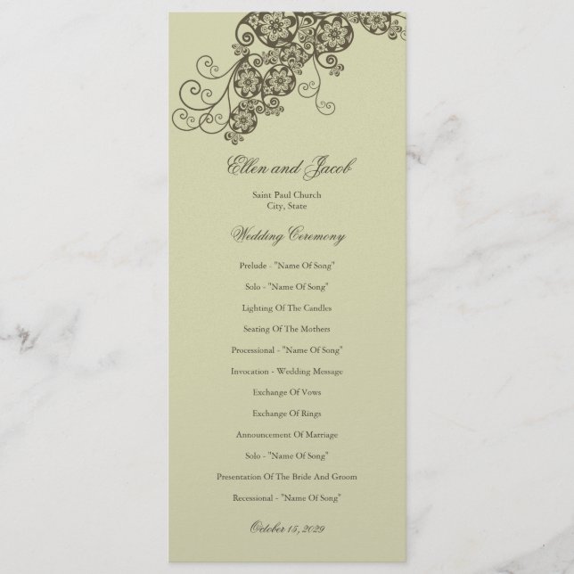 Programa Vintage Elegant Floral Paisley Wedding Program (Anverso)