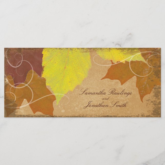 Programa Vintage Fall Wedding Church Program Autumn Leaves (Anverso)