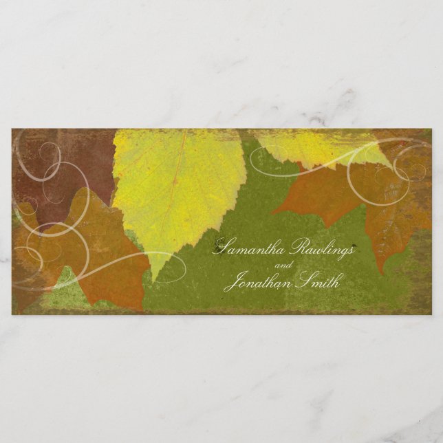 Programa Vintage Fall Wedding Church Program Autumn Leaves (Anverso)