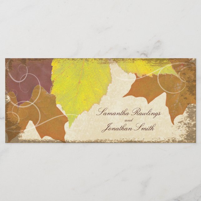 Programa Vintage Fall Wedding Church Program Autumn Leaves (Anverso)