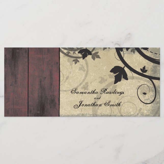 Programa Vintage Fall Wedding Church Program - Barn Board (Anverso)