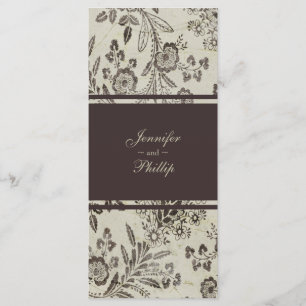 Programa Vintage Floral Cambridge Brown Wedding