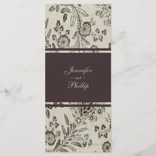 Programa Vintage Floral Cambridge Brown Wedding (Anverso)