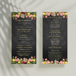 Programa Vintage Floral de Boda en Chalkboard