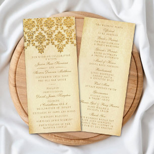 Programa Vintage Glam Gold Damask Wedding