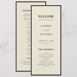 Programa Vintage Ivory & Black Retro Old Money Wedding