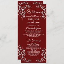 Vintage Silver Floral Patrón Rojo Elegante Boda