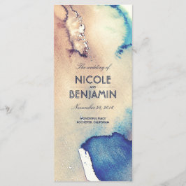 Programa Vintage Watercolour Beach Wedding Programme