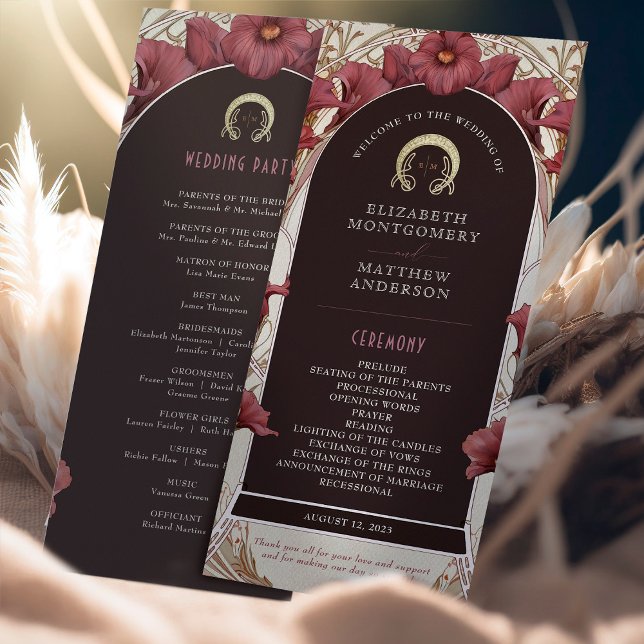 Programa Violet Calla Lilies Wedding Program Art Nouveau (Subido por el creador)