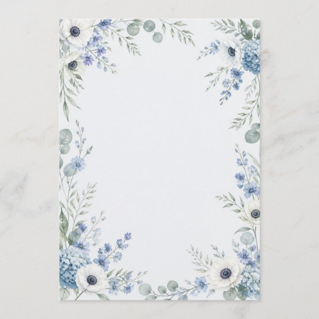 Programa Watercolor Dusty Blue Wedding Program (Anverso)