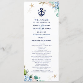 Programa Watercolor Floral Hydrangea Anchor Beach Wedding