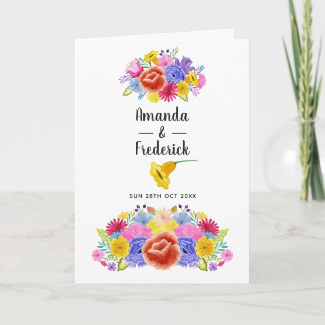 Programa Watercolor Floral Mexican Fiesta Wedding (Anverso)