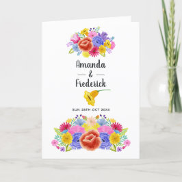 Programa Watercolor Floral Mexican Fiesta Wedding