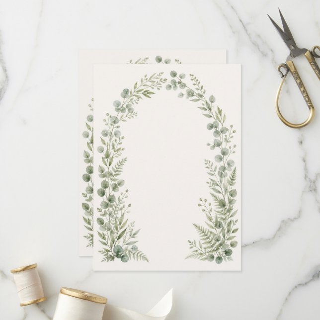 Programa Watercolor Greenery Arch Wedding Program (Anverso/Reverso In Situ)