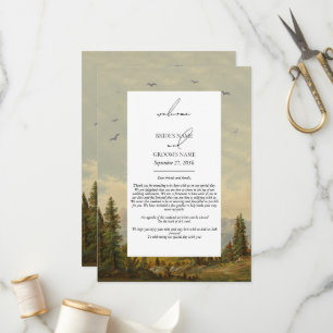 Programa Watercolor Pine Tree Forest Boda Itinerario