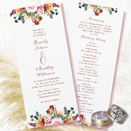 Programa Watercolor Rust Yellow Green Autumn Floral Wedding