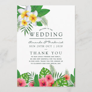 Programa Watercolor Tropical Leaves Beach Wedding
