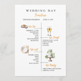 Programa Watercolor Wedding day Timeline Flat Program