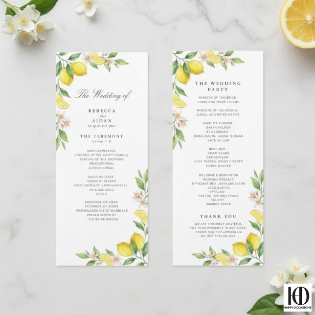 Programa Watercolor Wreath Mediterranean Citrus Wedding (Subido por el creador)
