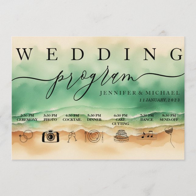 Programa Wed de la firma de la acuarela de la play (Anverso)