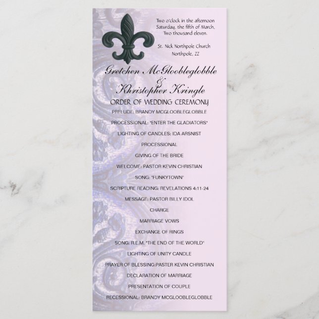PROGRAMA WEDDING de indigo/rosa "fleur de lis" (Anverso)