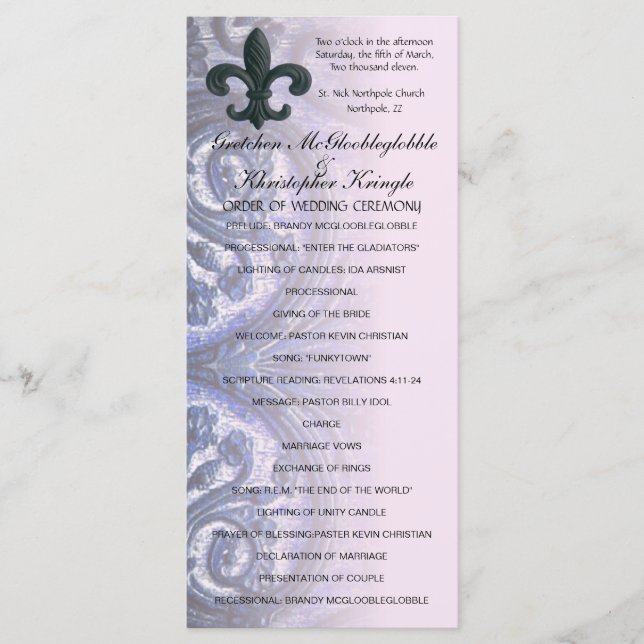 PROGRAMA WEDDING de indigo/rosa "fleur de lis" (Anverso)