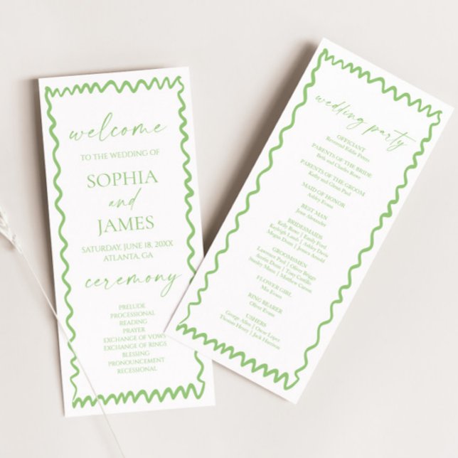 Programa Whimsical Citrus Green Wavy Border Wedding (Subido por el creador)