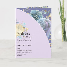 Programa Whimsical Moon Purple Folded Wedding Program