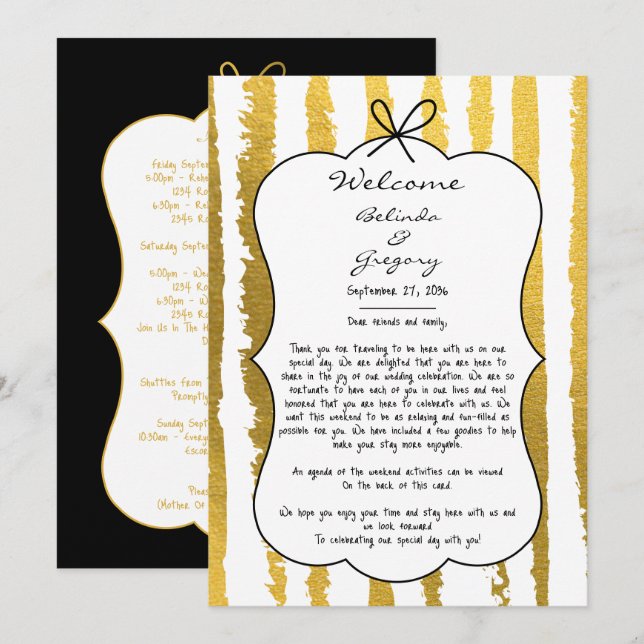 Programa Whimsical Stripes Handwritten Painted Wedding  (Anverso / Reverso)